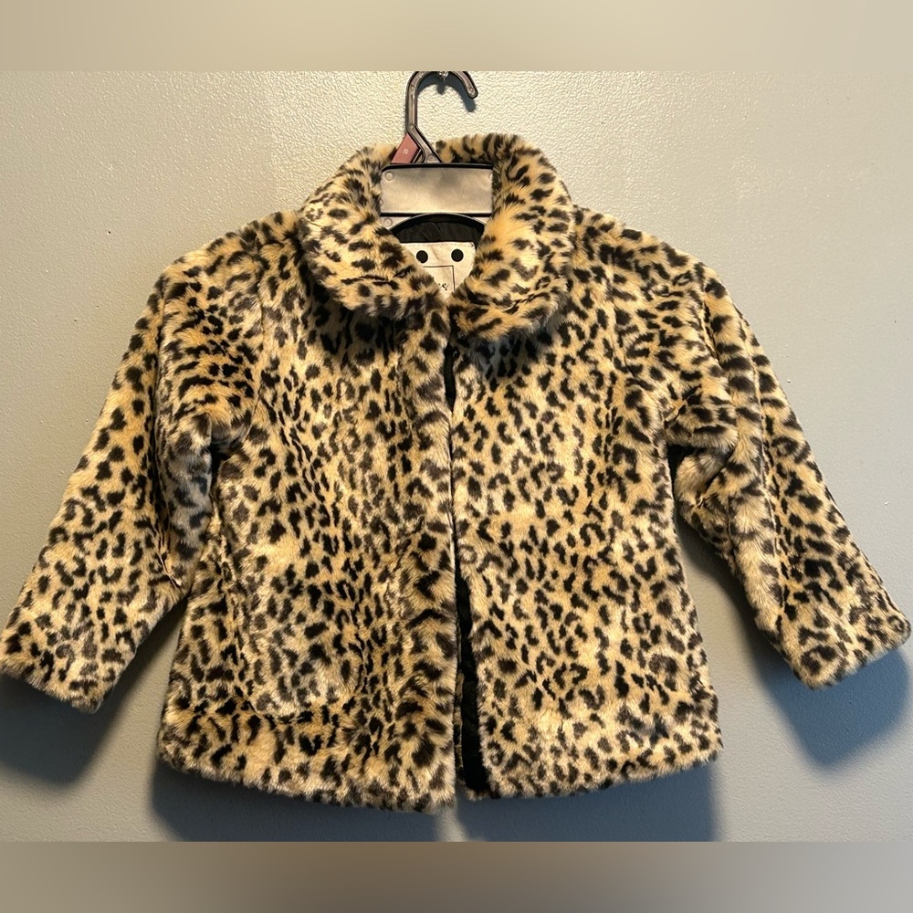 Girls Cherokee Leopard Print Faux Fur Jacket …Size 5